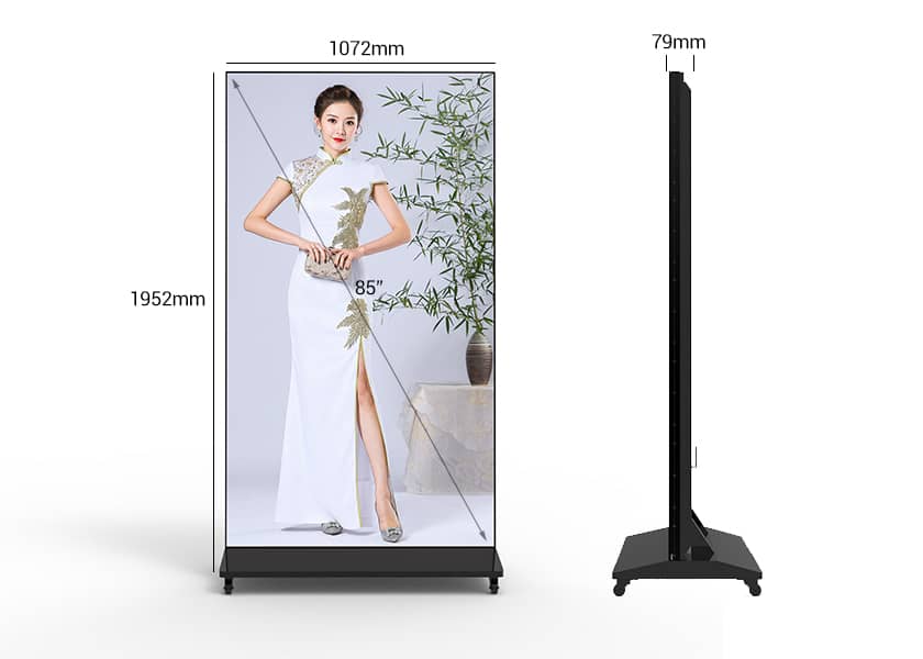 4K UHD LED poster display in action showing big screen full impact for retail digital signage