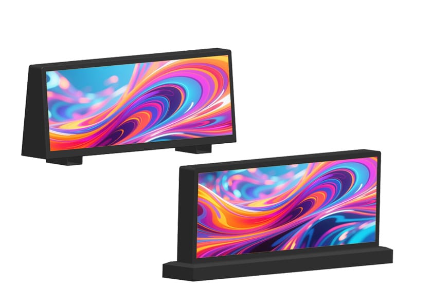 Dual-sided taxi top LED screen side view