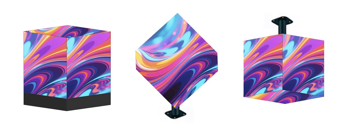 Flexible Mounting Options - Floor, Ceiling & Wall Installation for Cube LED Display