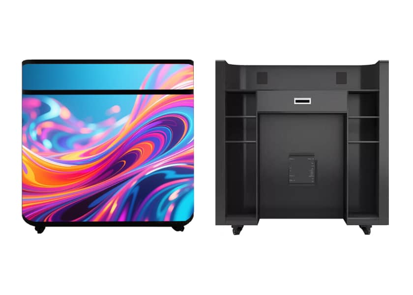 CR-E Series wheeled LED display side view smooth casters with lock