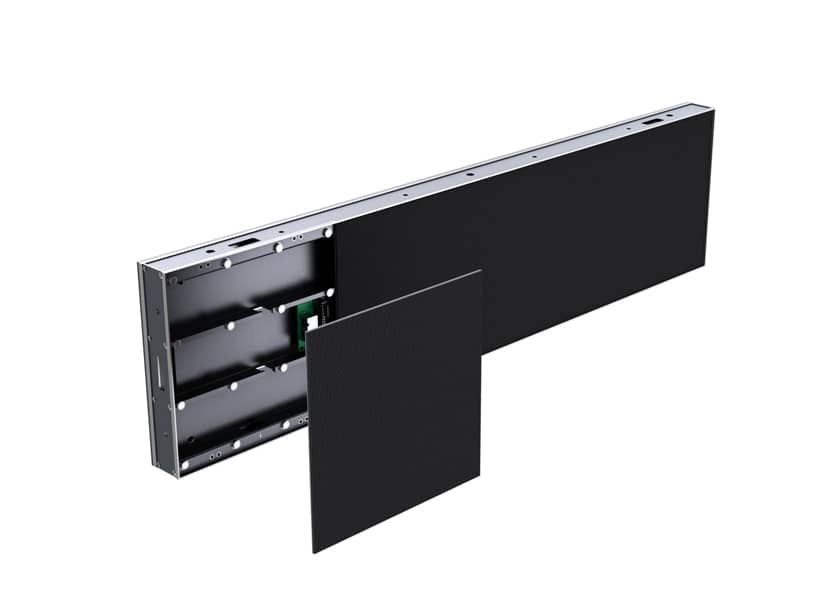 IN-D Series double-sided LED screen cabinet detail die-cast aluminum design