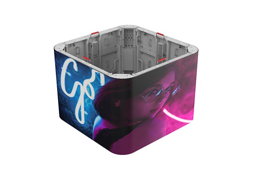 OU-B Series outdoor LED installation detail front maintenance access 3D billboard