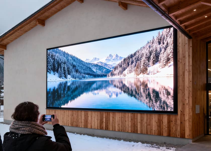 OU-H Series die-cast aluminum outdoor LED cabinet close-up 1000x1000mm size