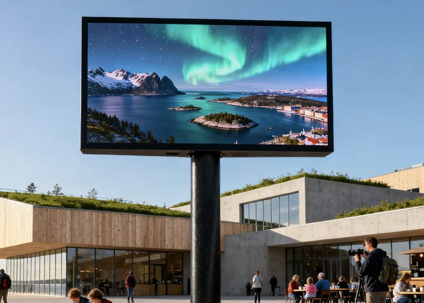 Weatherproof Single‑Column Mounted Outdoor LED Display for Street Ads