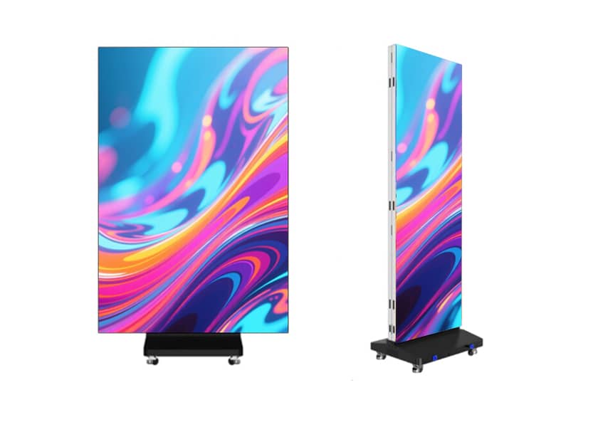 PO-B Series triple-fold LED poster side view folded design for storage and transport