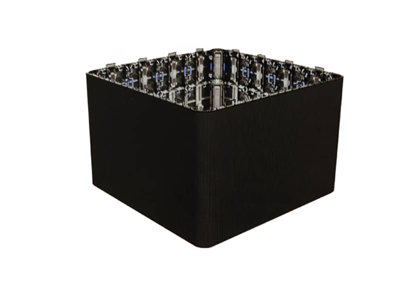 RE-G Series die-cast aluminum curved corner LED cabinet close-up