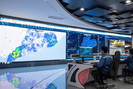 Meteorological center LED screen weather monitoring display