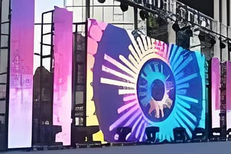 B-frame LED display installation for exhibition trade show screen