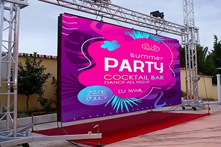 Lifting frame LED display installation for corporate event screen