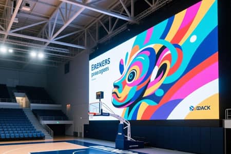 Indoor basketball arena LED display center-hung scoreboard
