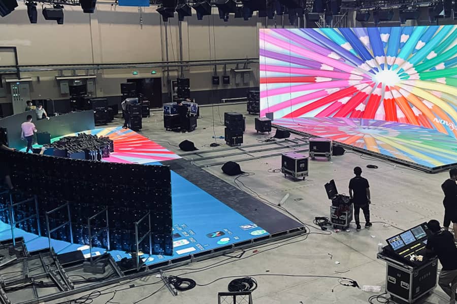Virtual production LED wall film studio background XR stage