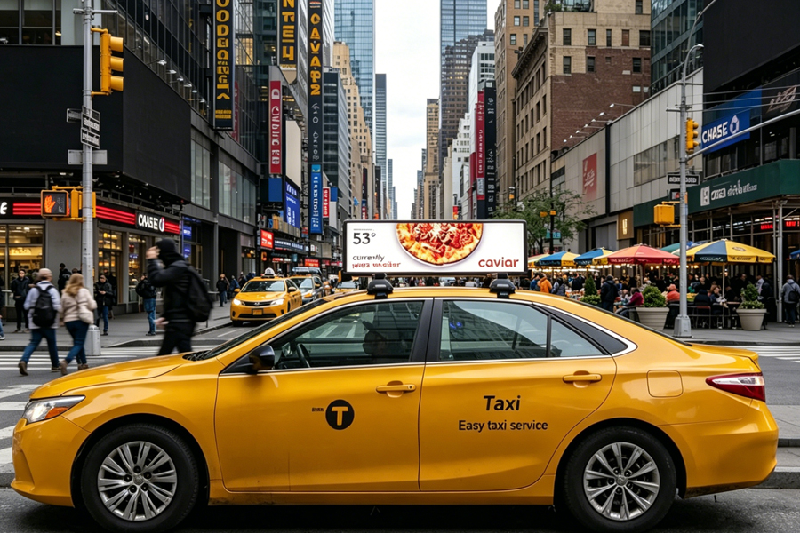 Taxi advertising on city streets